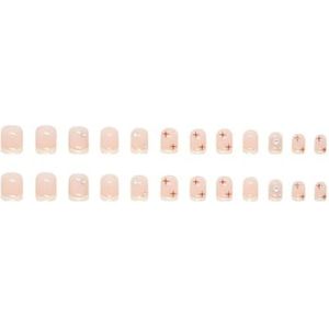 24 stks/set nepnagels vlinder perzik nagels kunst manicure kunstnagels met ontwerp met draaggereedschap(Size:Z375)