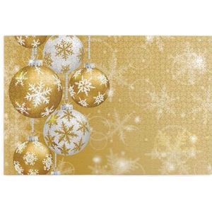 Gouden kerstbal sneeuwvlok Kerstmis, puzzel 1000 stukjes houten puzzel familiespel wanddecoratie