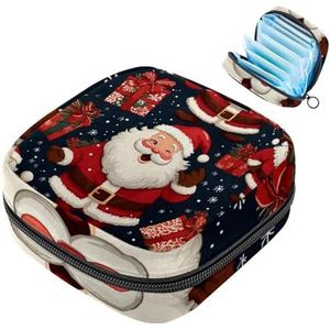 MUOOUM Merry Christmas Santa Claus Maandverband Opbergtas Draagbare Menstruatie Tas voor Vrouwen Tiener Meisjes Menstruatie Cup Pouch Nursing Pad Houder