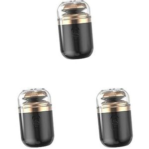 3 Set Draagbare Elektrische Scheerapparaat USB Oplaadbare Baard Scheren voor Reizen Camping Zwart 6 x 3.5 cm