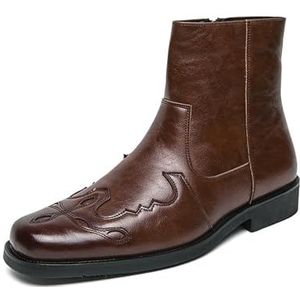 ZARAPLUS Heren Chelsea Boots Stijlvolle Casual Oxford Laarzen Met Ritsen Aan De Zijkant,Dark brown,38 EU