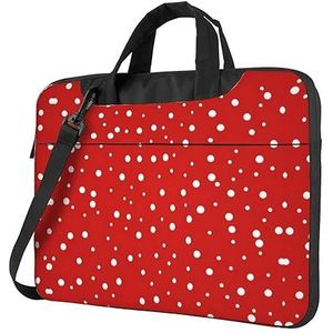 Rode en witte polka dots ultradunne laptoptas, laptoptassen voor bedrijven, geniet van een probleemloze en stijlvolle reis, Rode en witte stippen, 15.6 inch