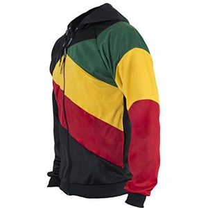 JL Sport Jamaicaanse Reggae 3 kleuren strepen capuchon Capoeira jas met ritssluiting trainingspak pullover unisex top, Meerkleurig, L