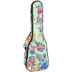 JRHEJTFZ Sopraan Ukelele Tas - 25,9 x 9 x 3,1 inch - Duurzame & Stijlvolle Beschermhoes voor Ukeleles - Retro Oriental Elements Bloemen Ukelele Rugzak - Geschikt voor de meeste maten van Ukelele Gig