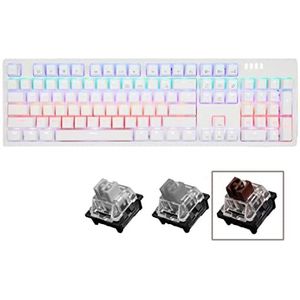 ABKO K515 RGB Gaming Quick Swap Switch Mechanisch Toetsenbord (Engels/Koreaanse toetsdoppen) (wit, bruine schakelaar)