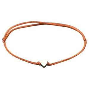 Handgemaakte roestvrijstalen bedelarmband dun rood touw draad string armbanden geschikt for vrouwen mannen paar mode-sieraden cadeau(Color:Brown heart)