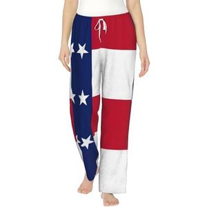 FMASWEQ Texas staat vlag print kerst pyjama voor vrouwen, zachte fleece pyjamabroek, perfect om te loungen, Zwart, S