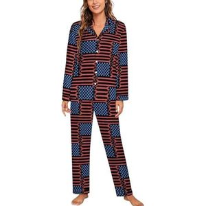 Moersleutel Amerikaanse vlag lange mouwen pyjama sets voor vrouwen klassieke nachtkleding nachtkleding zachte pyjama lounge sets