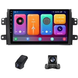 Draadloze Carplay Android 14 Autoradio 2Din geldt voor Suzuki SX4 1 Fiat Sedici 189 2005-2014 9Inch Autoradio met GPS-navigatie/RDS-radio/DSP Achteruitkijkcamera+Stuurwielbediening(C10 Pro)