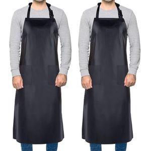 Homsolver Set van 2 waterdichte rubberen vinyl schorten, chemicaliënbestendig werkschort met verstelbare kunststof schorten slager voor het afwassen.