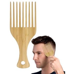 Afro haarkam - brede tandkam voor haar | Houten haarkam | Brede tand krullend haar | Biologische haarstyling houten handgemaakte zakkam voor baard snor