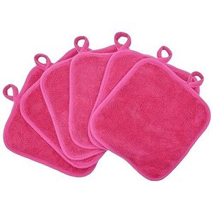 BloomSesame Make-up Remover Doeken voor gezicht, oog, lippen - herbruikbare make-up remover pads zachte microfiber gezichtsreinigingsdoeken 8 x 8 inch 6 Pack (donkerroze)