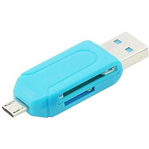 Steellwingsf 2 in 1 USB OTG Kaartlezer Universele Micro USB TF SD Kaartlezer voor PC Telefoon (Blauw)