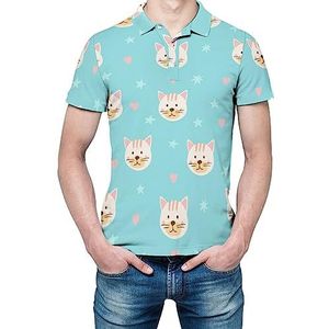 Cat Faces And Stars heren shirt met korte mouwen golfshirts regular fit tennis T-shirt casual business tops