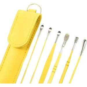6 stuks Oorsmeerverwijderingsset, reinigingsset, spiraalontwerp, roestvrijstalen hulpmiddel voor het verwijderen van oorsmeer, draagbare kit met opbergdoos 8 sets