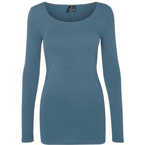 VERO MODA Dames Vmmaxi My Ls Soft Long U-Neck Noos' shirt met lange mouwen, blauw (Bluestone), M