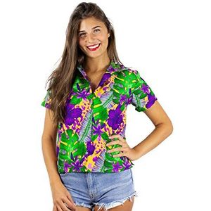 King Kameha | Funky Hawaïblouse Hawaïhemd | dames | korte mouwen | voorvak | Hawaii-print | Flamingos meloenen ananas