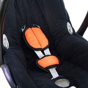 BAMBINIWELT gordelkussen set universeel voor babyzitje autostoel compatibel bijvoorbeeld met Maxi Cosi Cybex (oranje)