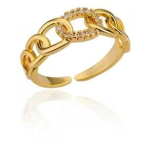 18K Gold Plated Stainless Steel Rings for Women Hollow Out Rings Geometric Open Ring for Female Jewelry -Gold color-21-18K Gold plated