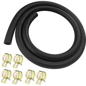 Nutabevr 1 meter benzineslang kit, Ø 8 mm binnendiameter brandstofslang met 6 stuks slangklemmen, flexibele multifunctionele brandstofleiding, voor motorfietsen, grasmaaiers, scooters, auto's,