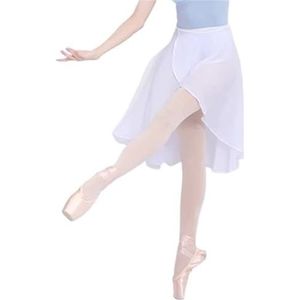 WJIAYAO Balletrok, balletrok, dansrok, dames, lange wikkelrok, chiffon, dansrok, ballet, tutu, skaterok, verstelbare gespen, ballerina, Wit, M height 150-175cm