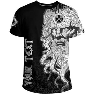 Nordic Odin Warrior Korte Mouw - Viking 3D Celtic Crow Vegvisir Bedrukte Rune Tattoo Paar Straatsport T-shirt - Zomer Strandfeest Sneldrogende Top (Color : Odin A, Size : 5XL)