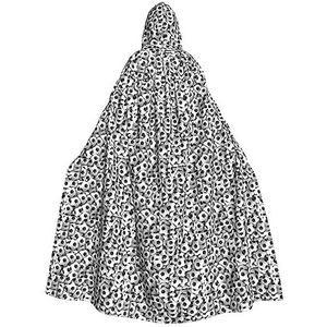 Bxzpzplj Zwart-wit voetbal patroon capuchon mantel voor mannen en vrouwen, volledige lengte Halloween maskerade cape kostuum, 185 cm