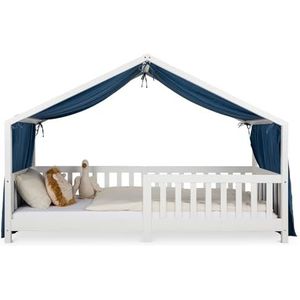 IDIMEX - LIAN - Bedhemel - Donkerblauw - 100% Katoen - 125 x 390 cm