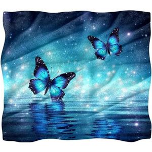 Zachte deken, bankdeken, fantasierijke stijl rivier en vlinders, 59 x 78 inch