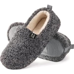 RockDove Puff-Ease Faux Shearling Slipper met gesloten achterkant voor dames, Grijs, 37 EU