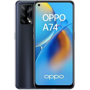 OPPO A74 4G Smartphone, 4G, ontgrendeld, 6 GB RAM + 128 GB uitbreidbaar, 6,43 inch AMOLED FHD+ display, Snapdragon 662, drievoudige camera fotosensor 48 MP, snel opladen 33 W, batterij 5000 mAh, zwart