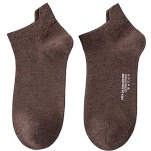 Katoenen sokken for heren, lente en zomer, sportsokken die de oren optillen en de hiel beschermen, deodorant katoenen zweetabsorberende korte sokken (6 paar)(Color:Brown)