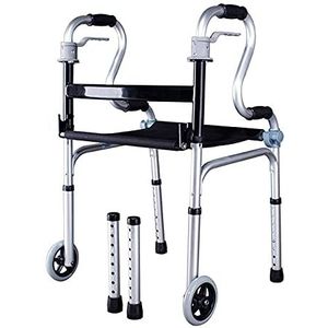 Mobiliteit Staande rollator voor ouderen, senioren en volwassenen Opvouwbare rollator met verrolbare zitting Geschikt voor verlamming Handicap Ongemak en postoperatieve revalidatietraining