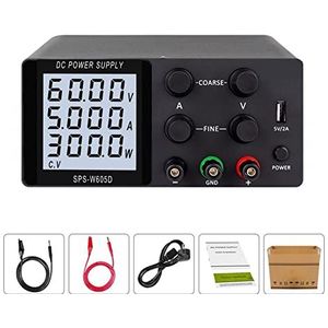Tafelvoeding van laboratoriumkwaliteit, Instelbare DC-voeding 30V 10A LCD-scherm Bescherm ogen USB Digital Lab Bench Voltage Regulator Switch Eenvoudig in te stellen en te gebruiken(SPS-W605D Black)