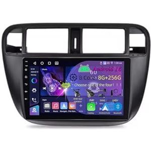 9 Inch 2 Din Android 15 Autoradio voor Honda Civic EJ EK EM 1995-2001 met CarPlay AHD Omgekeerd beeld Bediening op het stuur Bluetooth GPS navigatie FM Radio WiFi(C4 8+128G)