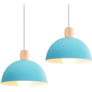 iDEGU Set van 2 kroonluchters om op te hangen, retro, moderne druppelstijl, hoed, plafondlamp, E27, metaal, hanglamp voor slaapkamer, eetkamer, keuken, Ø 20 cm (blauw)