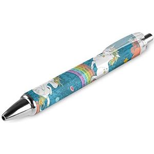 Eenhoorn Regenboog Afdrukken Custom Pennen Balpen Intrekbare 0.5mm Fijne Punt Zwarte Inkt Schrijven Pennen Voor Kantoor Thuis 1 STKS