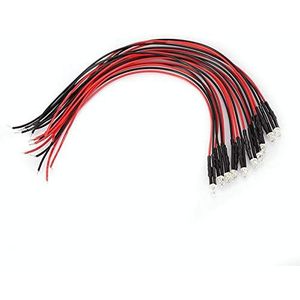 10 stuks Pre Wired LED Diode 12V 0.06W 3mm Laag Stroomverbruik LED Light-emitting Diode Multicolor LED Diode Kabel, 20cm(Rood)