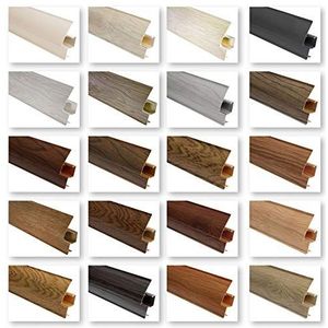 LEMAL - Plint en Accessoires - PVC Plint 65x23mm met Kabelgoot - Houtlook Grijs-Beige