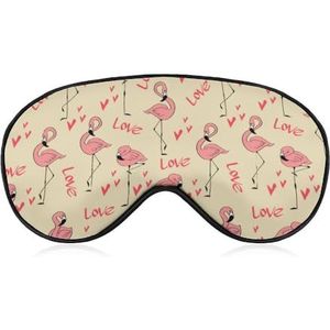 Schattig roze flamingo, hartvormen en belettering slaapmasker met verstelbare riem, comfortabel zacht oogmasker slaaphulp, lichtblokkerende oogmaskers