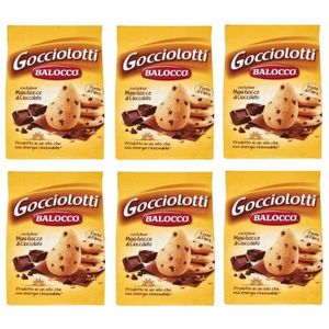 6x Balocco Gocciolotti Biscotti con gocce di cioccolato koekjes met chocoladestukjes biscuits koekjes 100% Italiaanse koekjes 350g