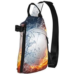WOWBED Ice and FirePrinted Crossbody Sling Bag Multifunctionele Rugzak voor Reizen Wandelen Buitensporten, Zwart, One Size