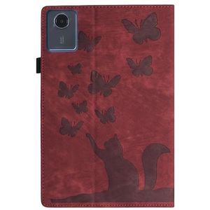 Tablet PC-hoes Compatibel Met Lenovo Tab M11/Lenovo Xiaoxin Pad 2024 11,0 Inch TB330F Reliëf Opvouwbare Standaard Beschermhoes Flip Case Schokbestendig PU-leer Kaartsleuf Tablet Shell Bescherming(Ross