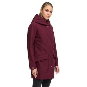 MARIKOO Softshelljas voor dames, winterjas, waterafstotend, outdoor, lang, B856, wijn, S