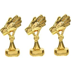 Handschoen Trofee Keepershandschoenen Trofee Honkbalhandschoen for kinderen Woondecoratie Award Trofee Ornament Trofee Eettafel Decor Trofeeën Kind Voetbal Hars Fijn (Color : Goldenx3pcs, Size : 21X