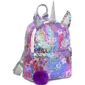 Mooklin Roam Kinderrugzakken, voor kinderen, meisjes, dames, paillettentas met eenhoorn, schoolrugzak, schoudertas, rugzak, voor school, reizen en vrije tijd (pluche bal: willekeurige kleur)