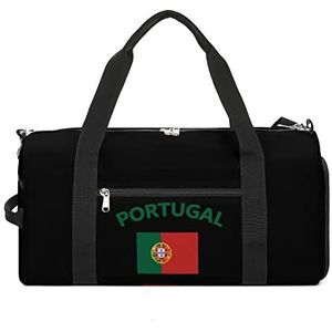 Portugal Vlag Reizen Plunjezak Sport Gym Handtas Waterdichte Carryon Gymbag Met Schoenen Compartiment