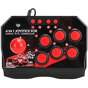 Universal Nostalgia Fight Stick, PC Street Fight Controller Fighting USB Wired Joystick Ergonomische Controller voor Switch/PC/PS3, Zwart En Rood