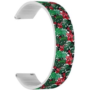 RYANUKA Solo Loop band compatibel met Ticwatch E3, C2 / C2+ (Onyx en platina), GTH/GTH Pro (Tropische rode bloemen), snelsluiting, 20 mm rekbare siliconen band, accessoire, Siliconen, Geen edelsteen