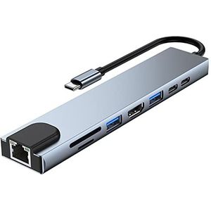 8 in 1 USB 3.0 Hub for laptopadapter Pc Computer Pd LADEN 8 PORTS Dock Station Tf/sd Kaart notebook type-c splitter (Size : F)